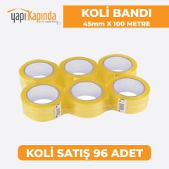 Koli Bandı Şeffaf (Akrilik) 45mm x 100 Metre / 96 Adet Güçlü Yapışkanlı Kopmayan Bant