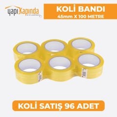 Koli Bandı Şeffaf (Hotmelt) 45mm x 100 Metre / 96 Adet Güçlü Yapışkanlı Kopmayan Bant