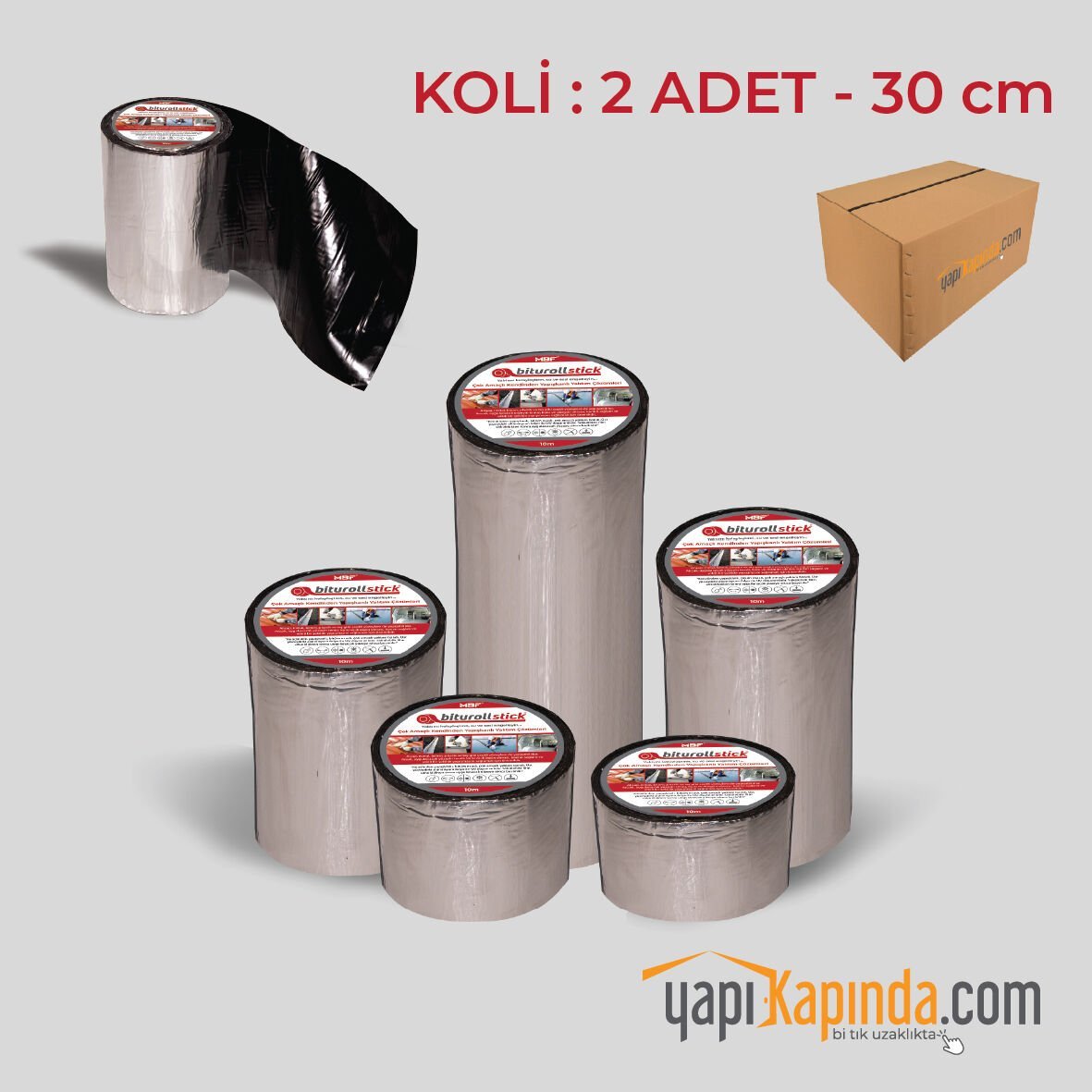Yapışkanlı Su Yalıtım Çatı Tamir Bandı - 30cmx10m. Metalik ( Koli 2 Adet )