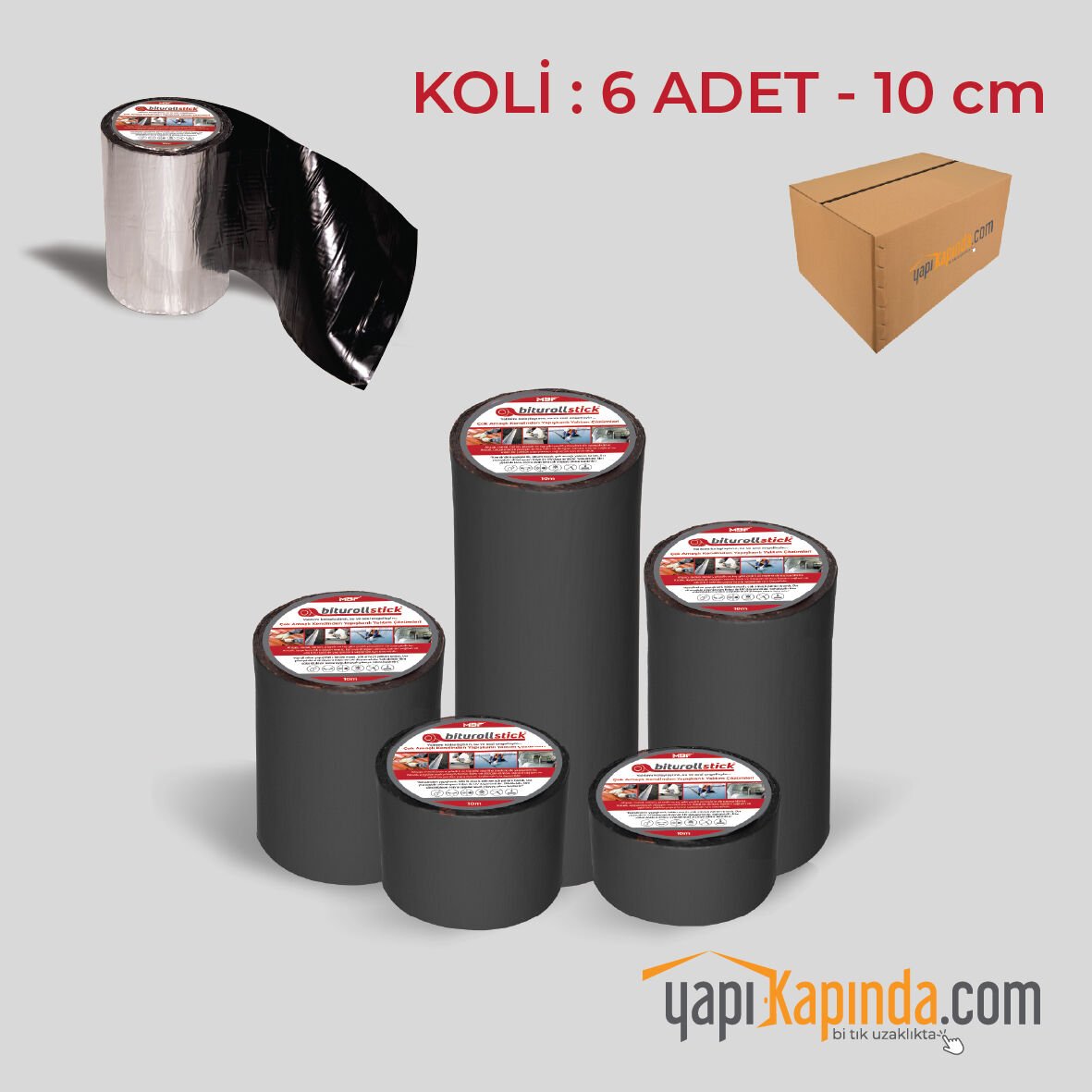 Yapışkanlı Su Yalıtım Çatı Tamir Bandı - 10cmx10m. Antrasit ( Koli 6 Adet )