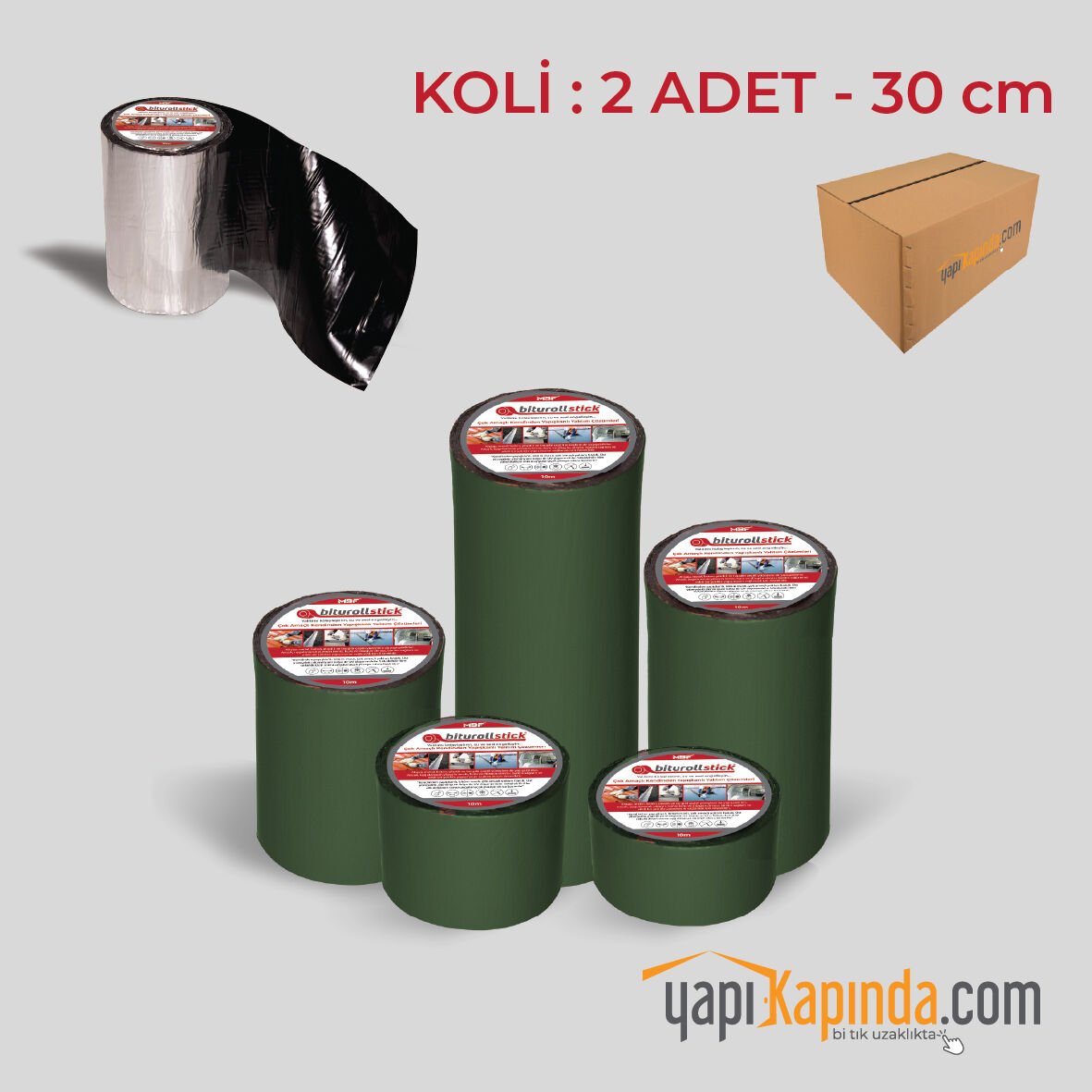 Yapışkanlı Su Yalıtım Çatı Tamir Bandı - 30cmx10m. Yeşil ( Koli 2 Adet )